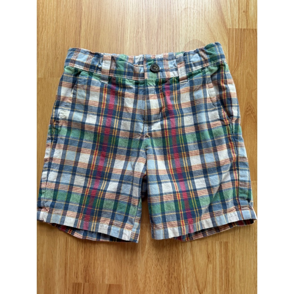 Janie and Jack Boys 4 Plaid Madras Chino Shorts Adjustable Waist Preppy Multi
